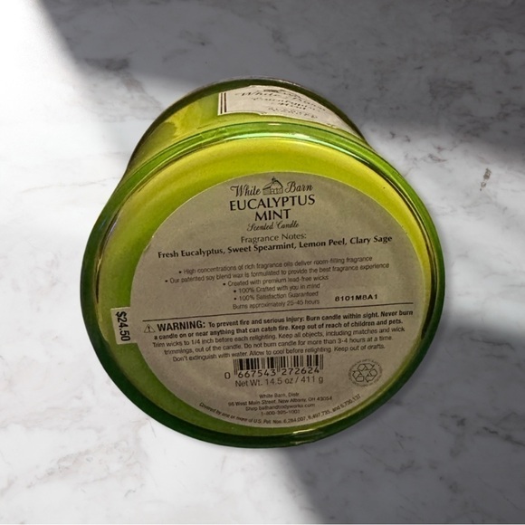 Bath & Body Works White Barn Eucalyptus And Mint Scented 3 Wick 14.5oz Candle - Picture 5 of 6
